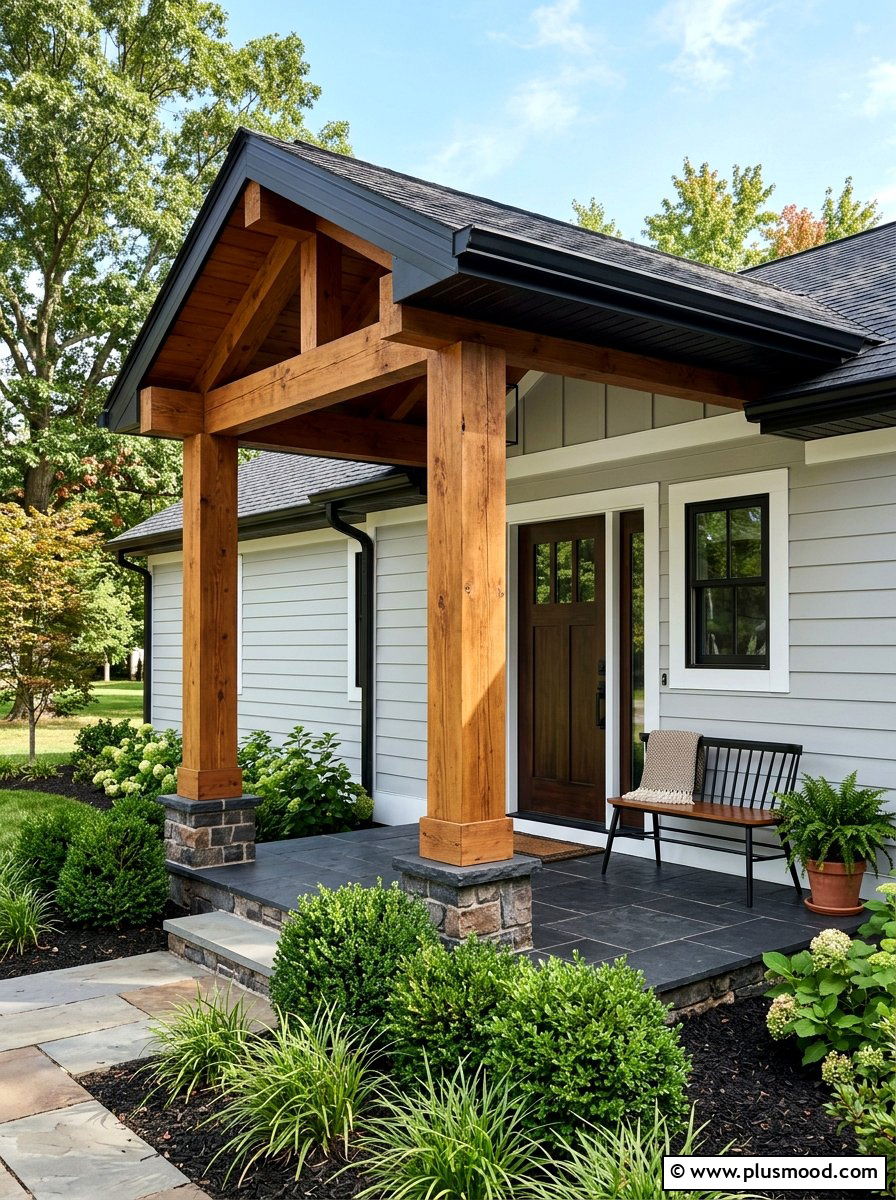 Cedar Porch Columns - 25 summer ranch house curb appeal ideas