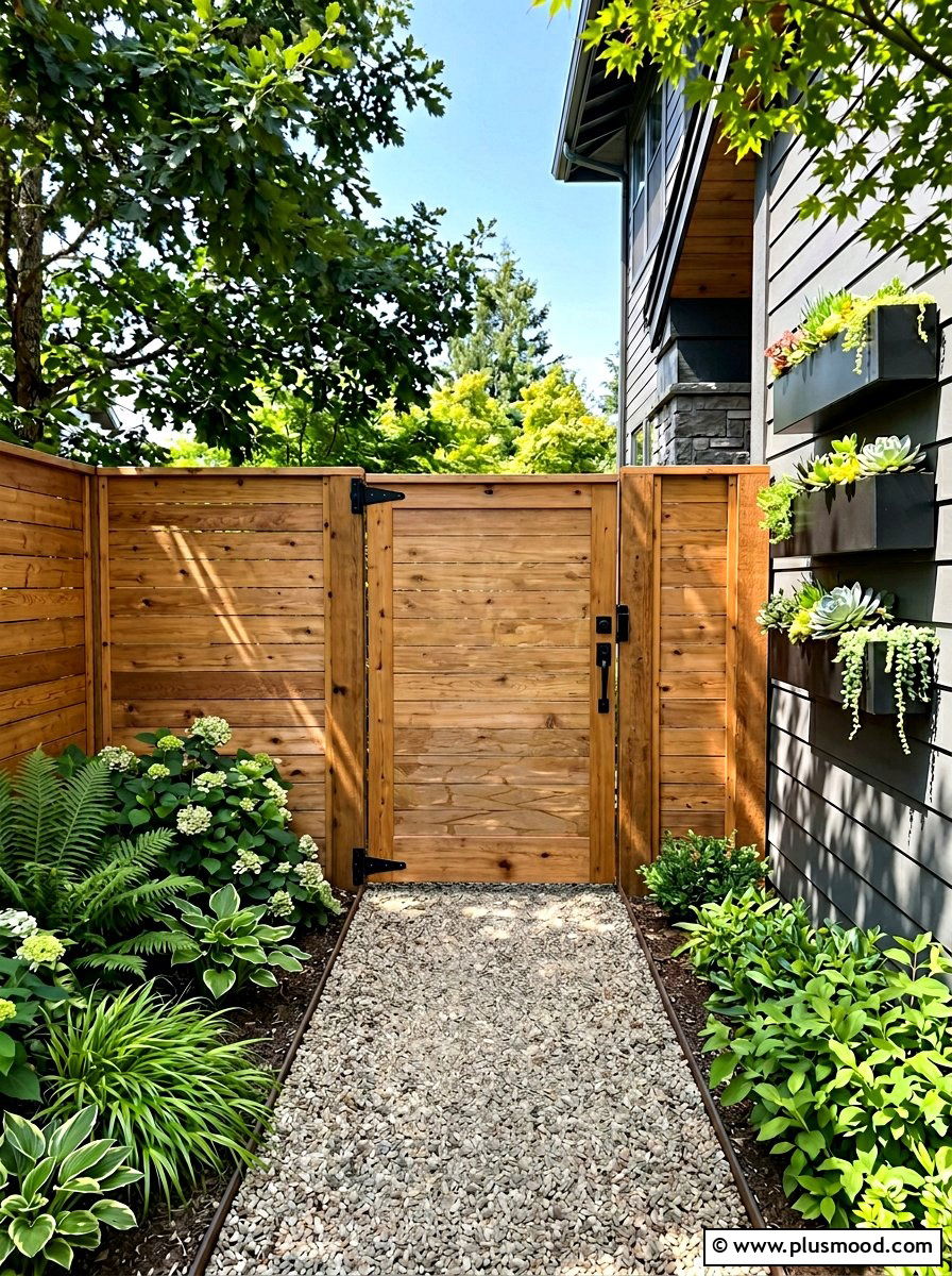 Cedar Side Yard Gate - 25 small backyard ideas with gate entry