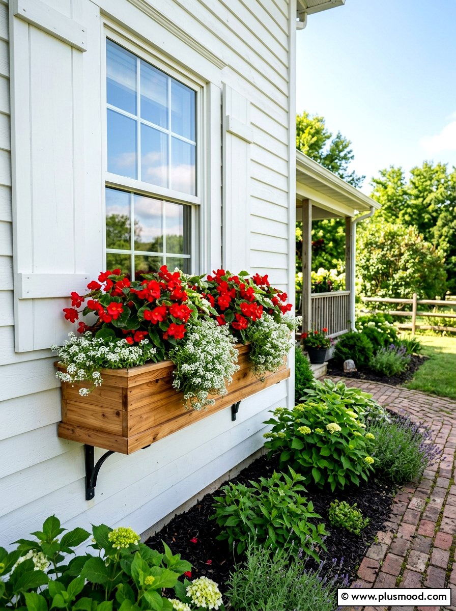 Cedar Window Box - 25 summer farmhouse planter ideas