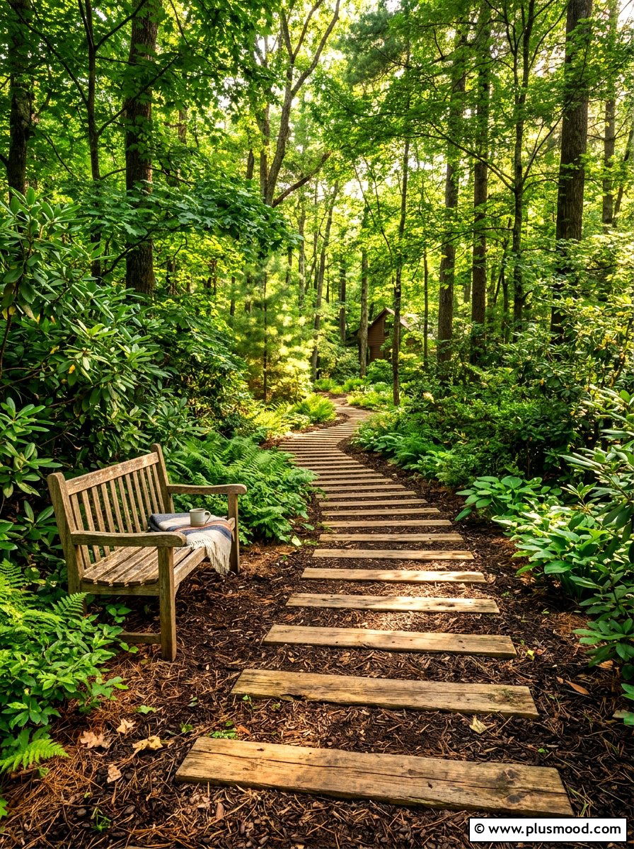 Cedar Wood Path - 25 summer backyard path ideas