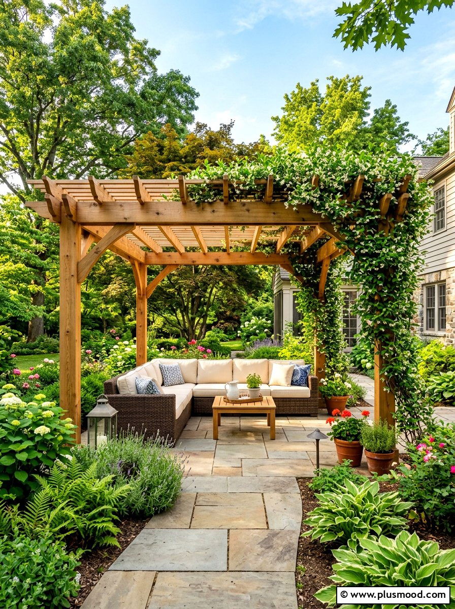 Cedar Wood Pergola - 25 summer backyard makeover ideas