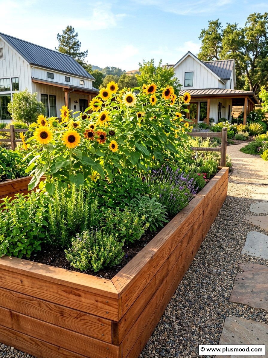 Cedar Wood Plank Border - 25 summer flower bed edging ideas