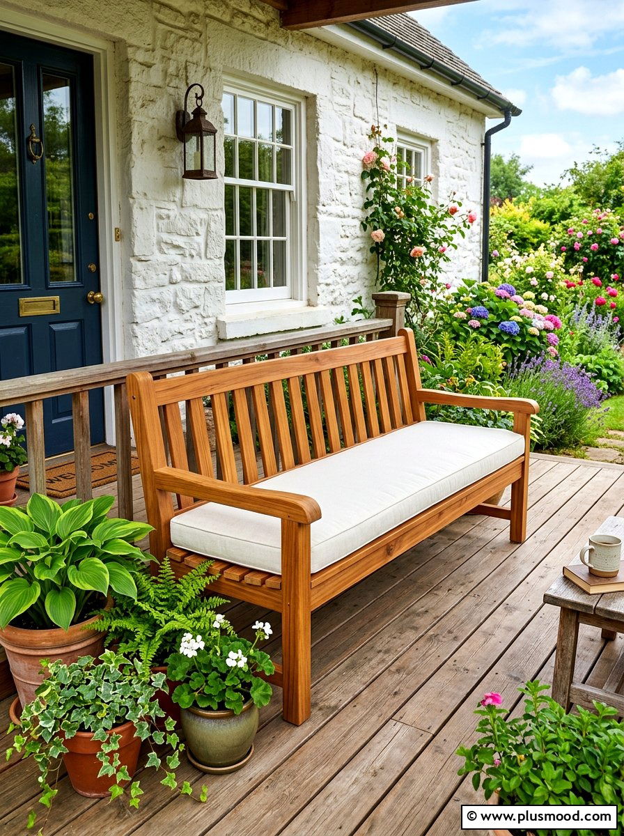 Cedar Wood Porch Bench - 25 summer porch decorating ideas