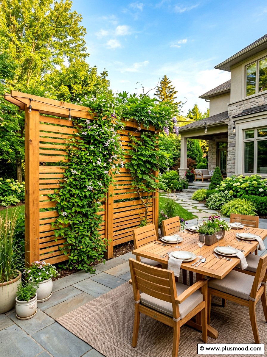 Cedar Wood Privacy Trellis - 25 summer balcony trellis ideas