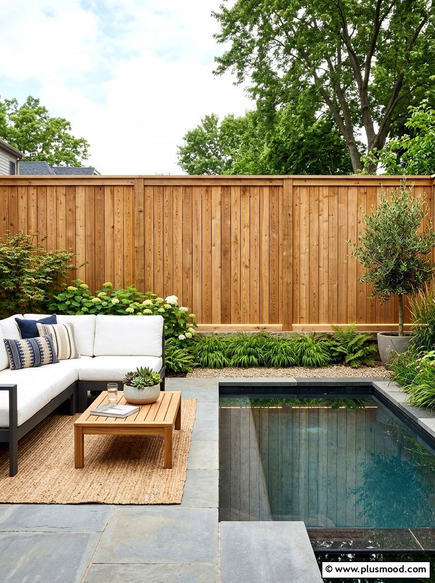 Cedar Wood Privacy Wall - 25 small backyard ideas with privacy screen