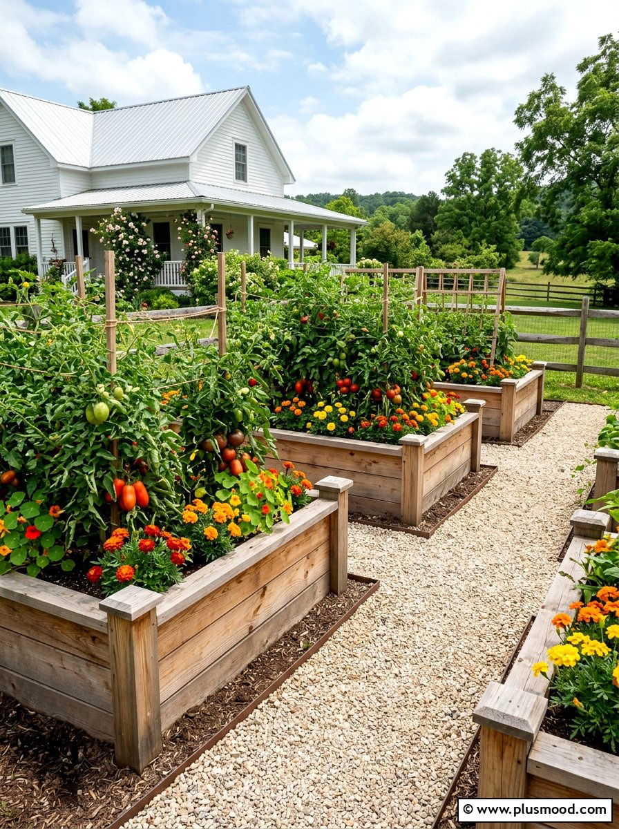Cedar Wood Raised Beds - 25 small backyard ideas farmhouse style