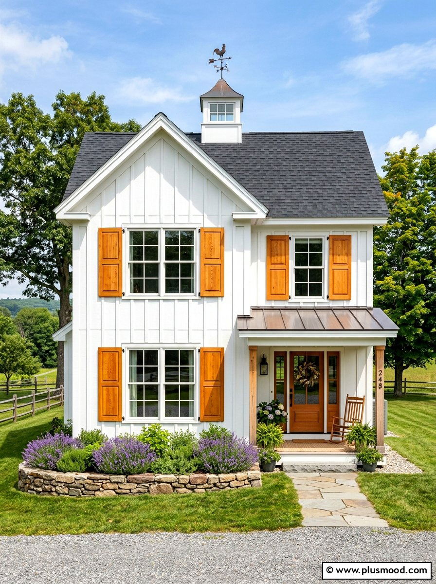 Cedar Wood Shutters - 25 summer farmhouse curb appeal ideas