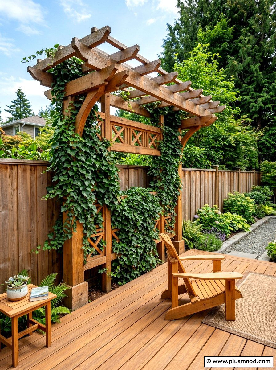 Cedar Wood Trellis - 25 small backyard ideas with trellis