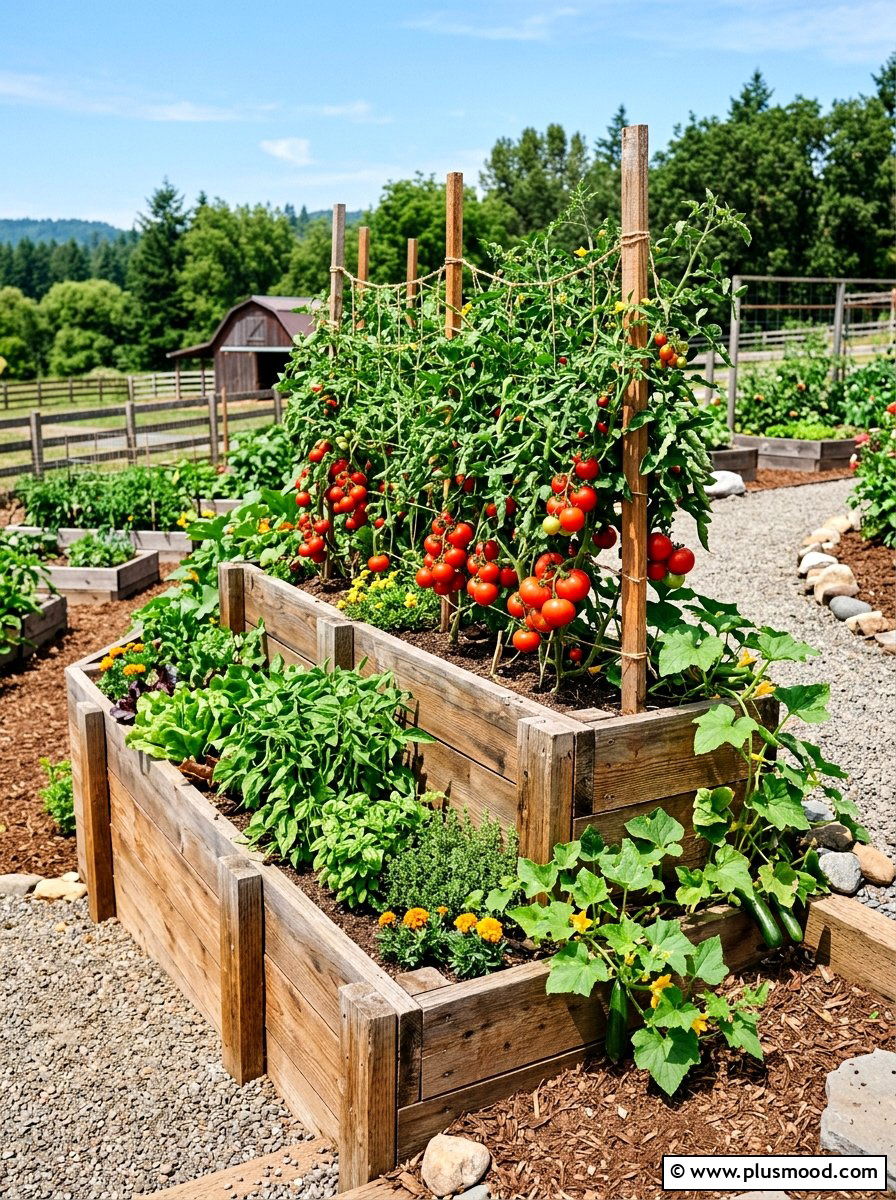 Cedar Wood Vegetable Planter - 25 summer retaining wall landscaping ideas
