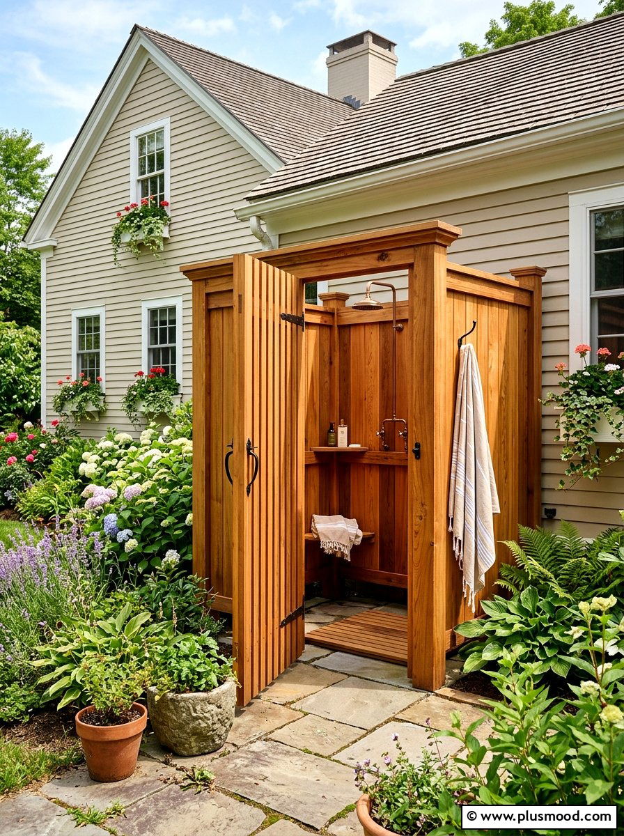 Cedar outdoor shower - 25 summer outdoor shower ideas