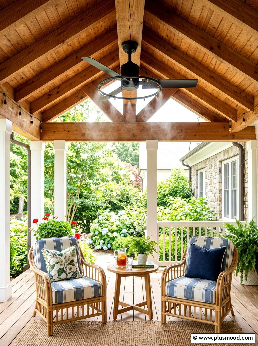 Ceiling Mounted Misting Fan - 25 summer misting patio ideas