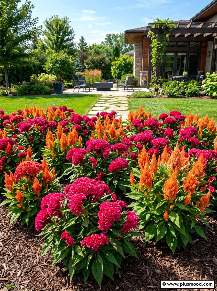Celosia Bed - 25 summer cutting garden ideas