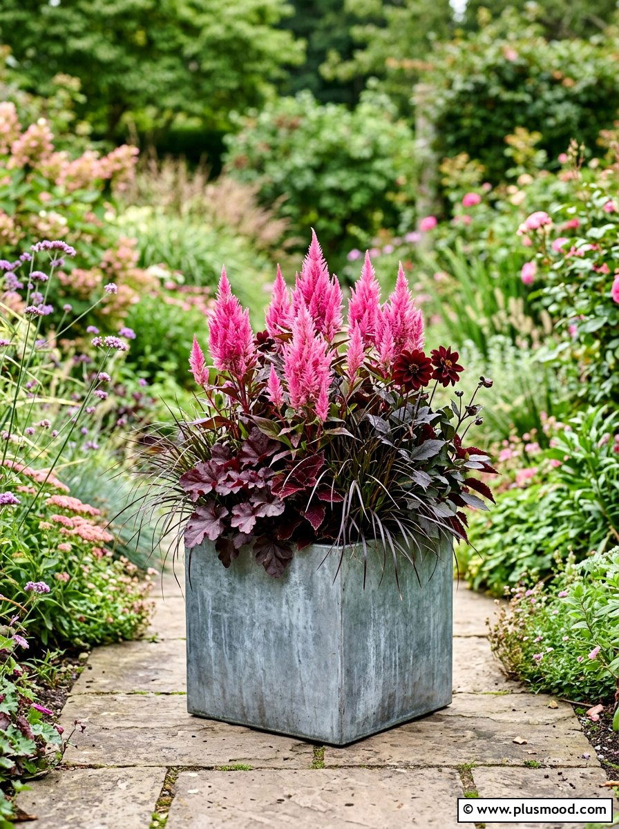 Celosia Flower Arrangement - 25 late summer planter ideas