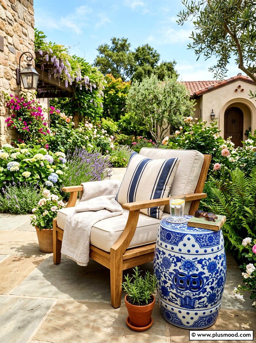 Ceramic Garden Stool - 25 summer patio decor ideas for renters