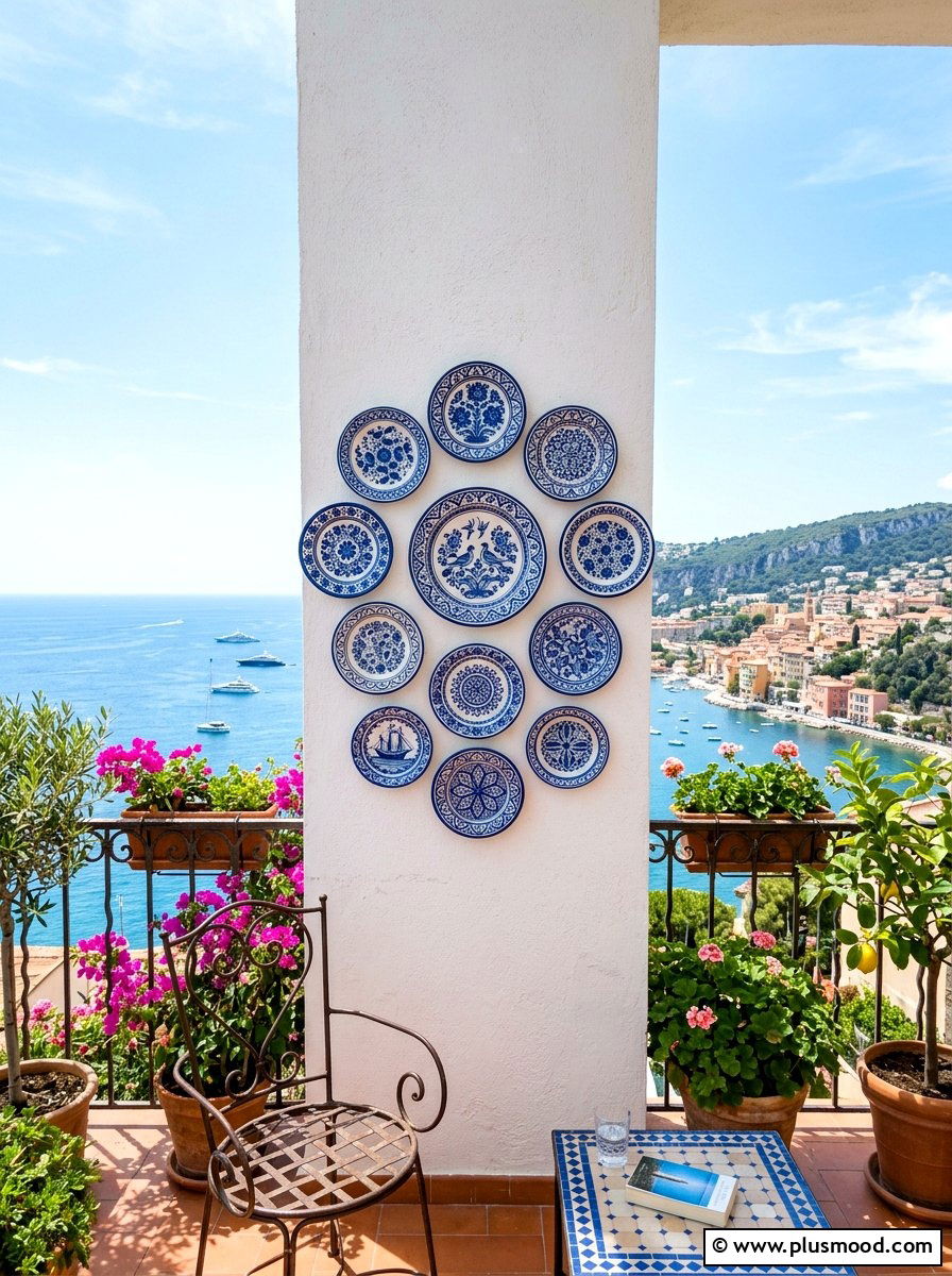 Ceramic Plate Display - 25 summer balcony wall decor ideas