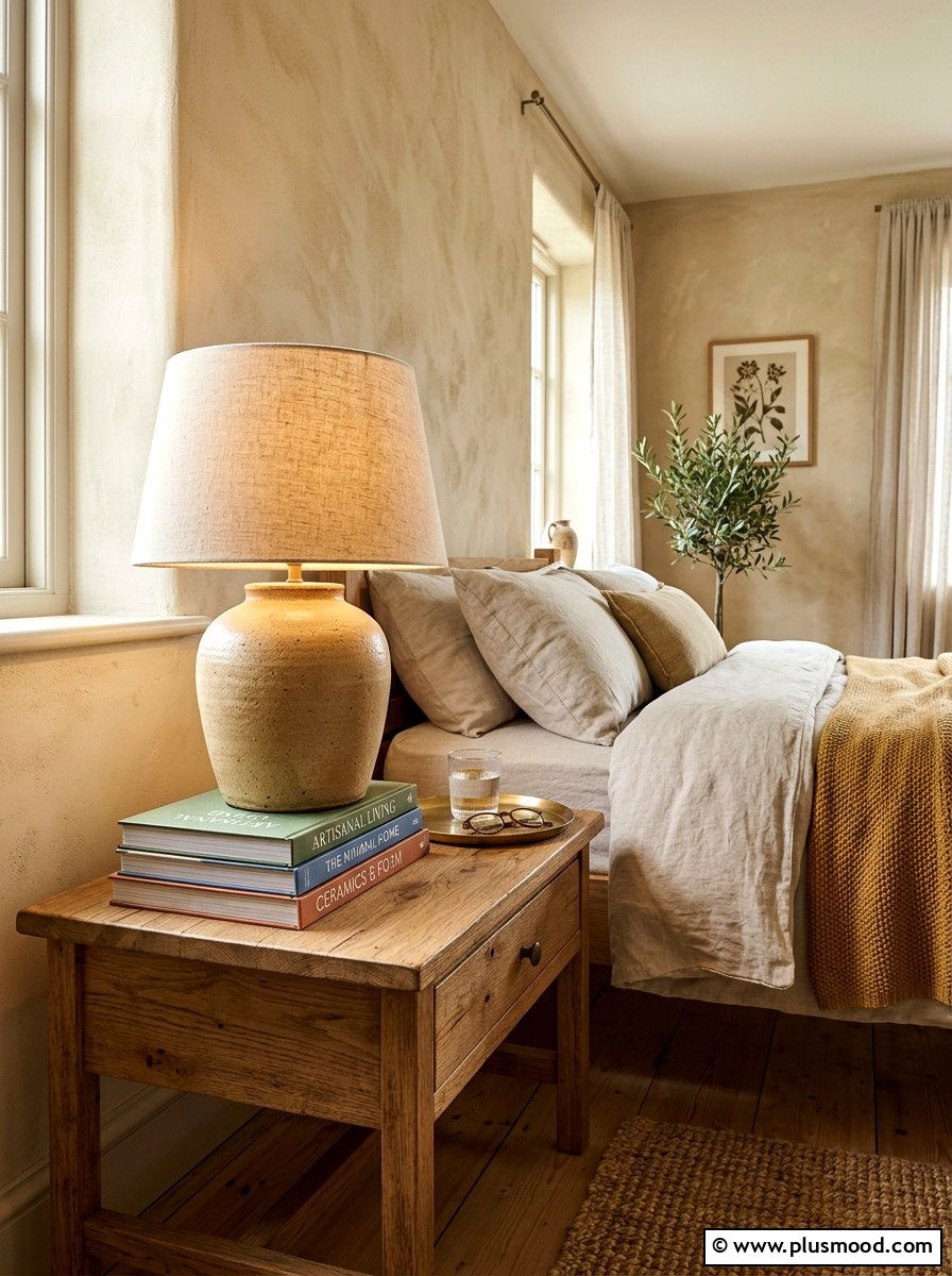 Ceramic Table Lamp - 25 summer nightstand decor ideas