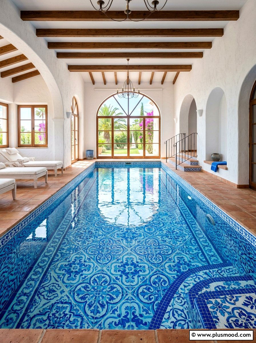 Ceramic Tile Indoor Pool - 25 pool landscaping ideas for indoor pools