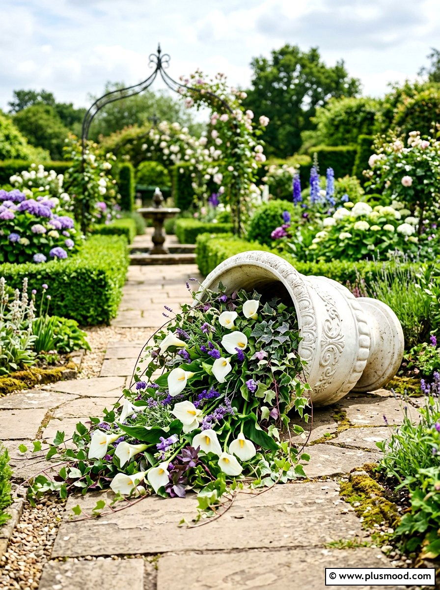 Ceramic urn spill - 25 summer spill planter ideas