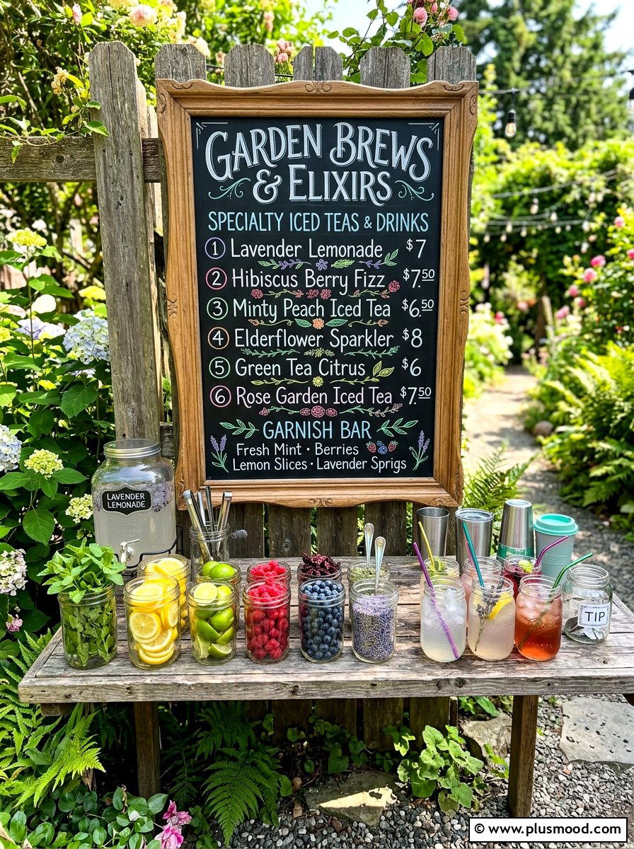 Chalkboard Menu Beverage Area - 25 summer iced tea bar ideas