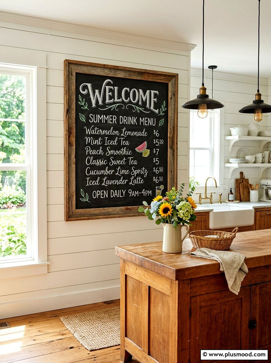 Chalkboard Menu Board - 25 summer farmhouse kitchen ideas
