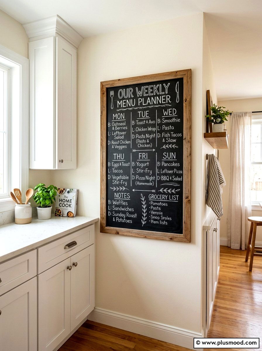 Chalkboard Menu Wall Planner - 25 summer kitchen organization ideas