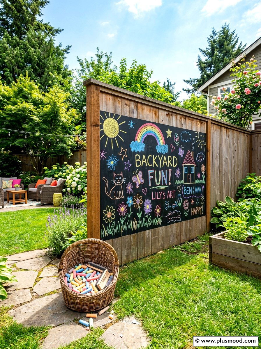 Chalkboard fence wall - 25 small backyard ideas on a budget