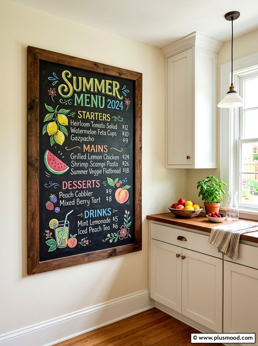 Chalkboard menu board - 25 fresh summer kitchen decor ideas