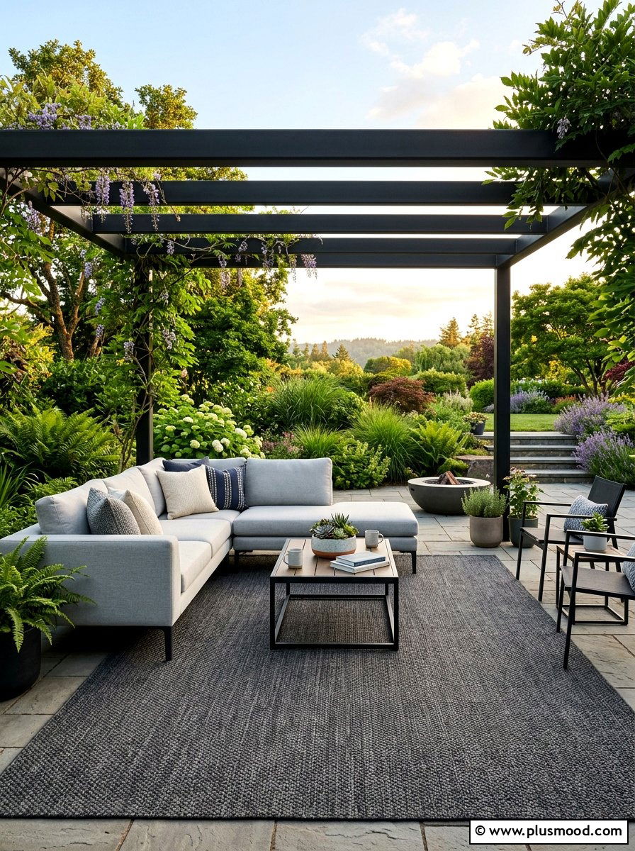Charcoal Gray Textured Rug - 25 summer patio rug ideas