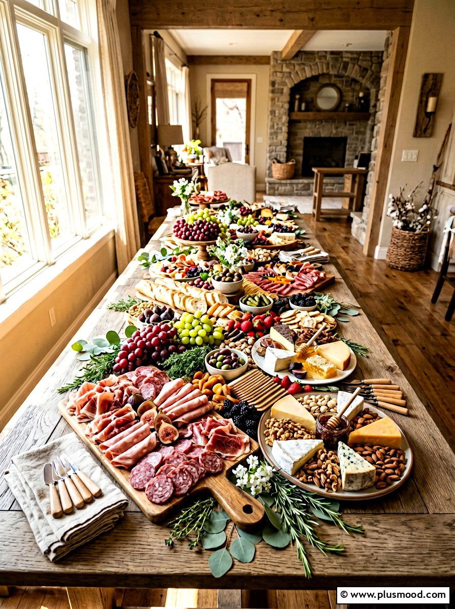 Charcuterie grazing table setup - 25 summer backyard picnic ideas