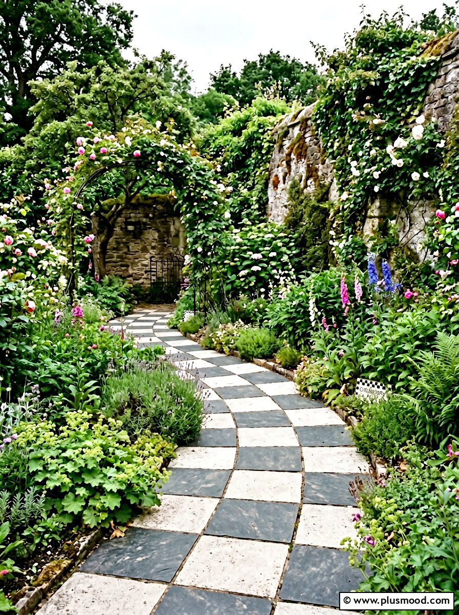 Checkerboard Garden Marker - 25 painted rock ideas for pathway markers