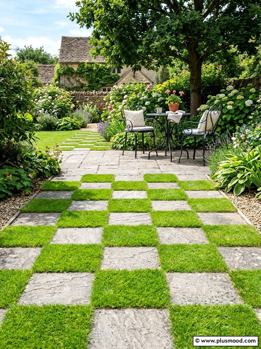 Checkerboard Paver Pattern - 25 Small Backyard Ideas