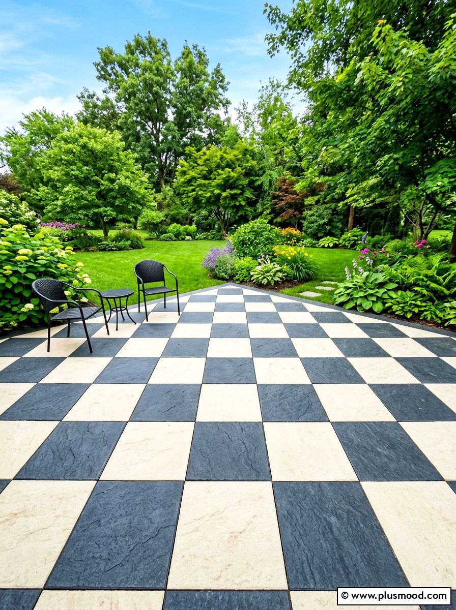 Checkerboard paver patio - 25 summer paver patio ideas