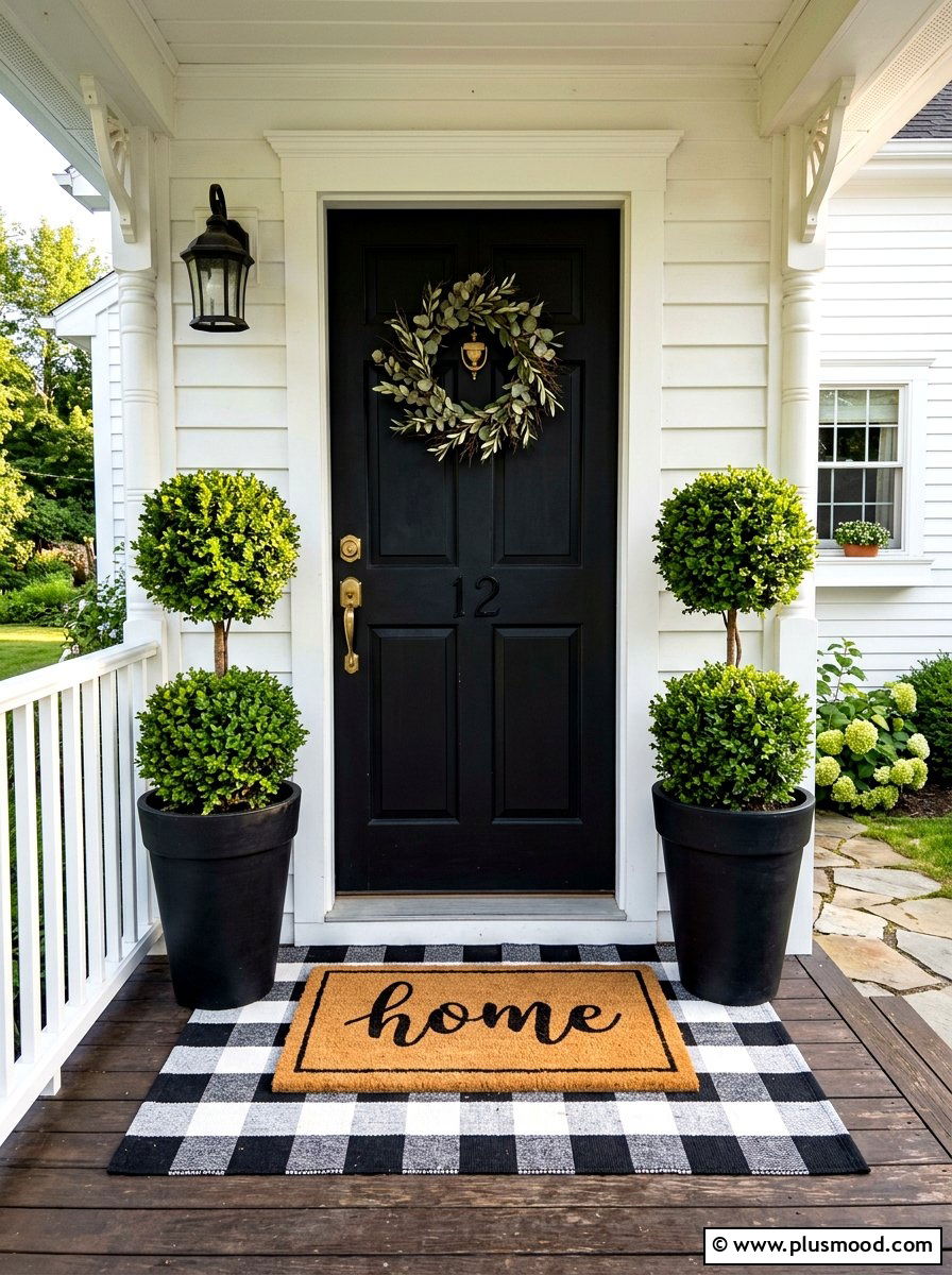 Checkered Porch Rug - 25 summer porch rug ideas