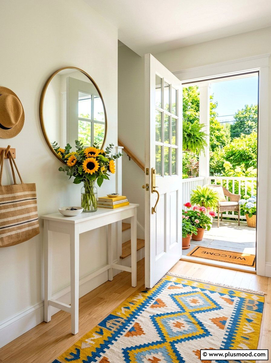 Cheerful Summer Entryway - 25 cute summer home decor ideas