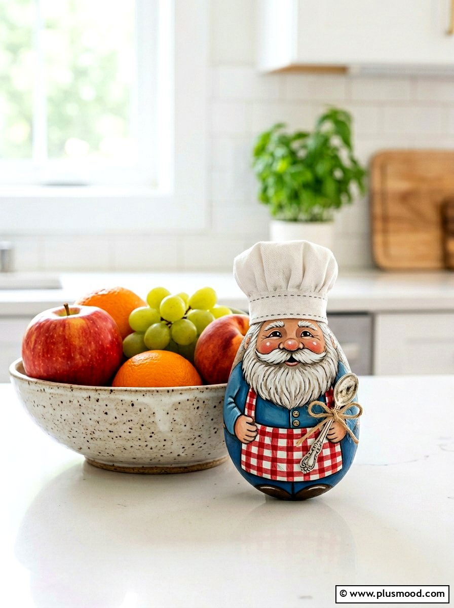 Chef gnome - 25 painted rock ideas with gnomes