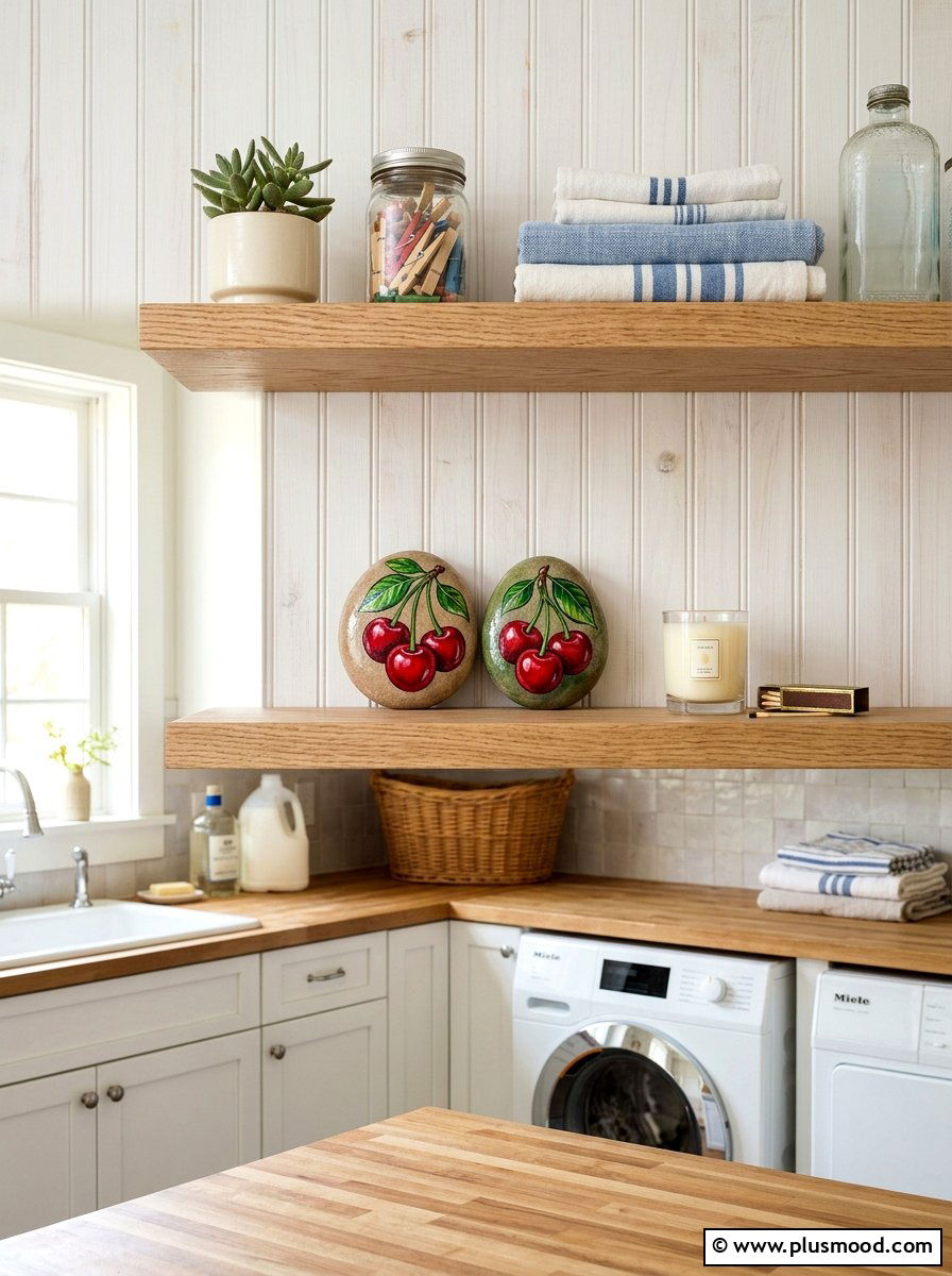 Cherry rock painting pair - 25 painted rock ideas with fruit design