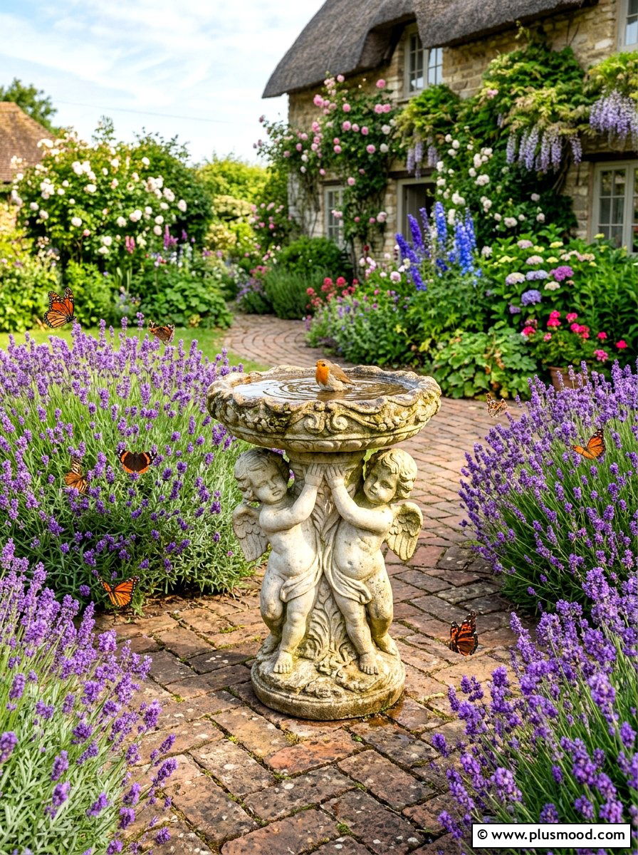 Cherub Garden Bird Bath - 25 summer garden statue ideas