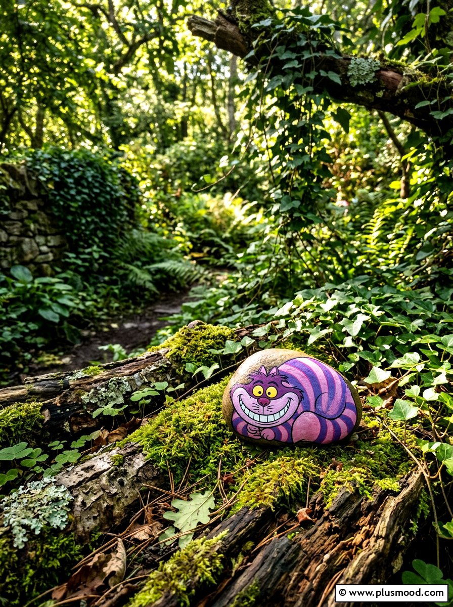 Cheshire Cat Painted Rock - 25 painted rock ideas with Disney characters