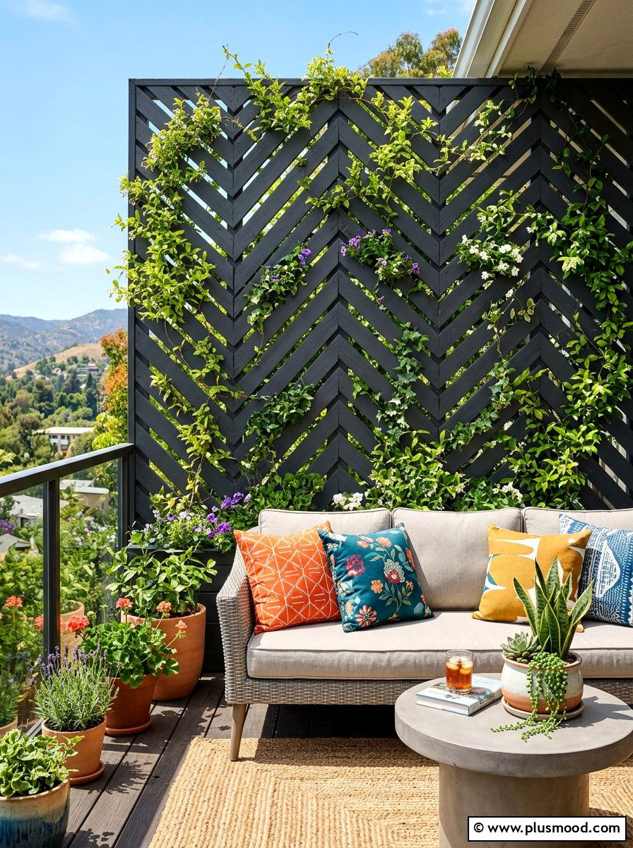 Chevron Pattern Balcony Trellis - 25 summer balcony trellis ideas