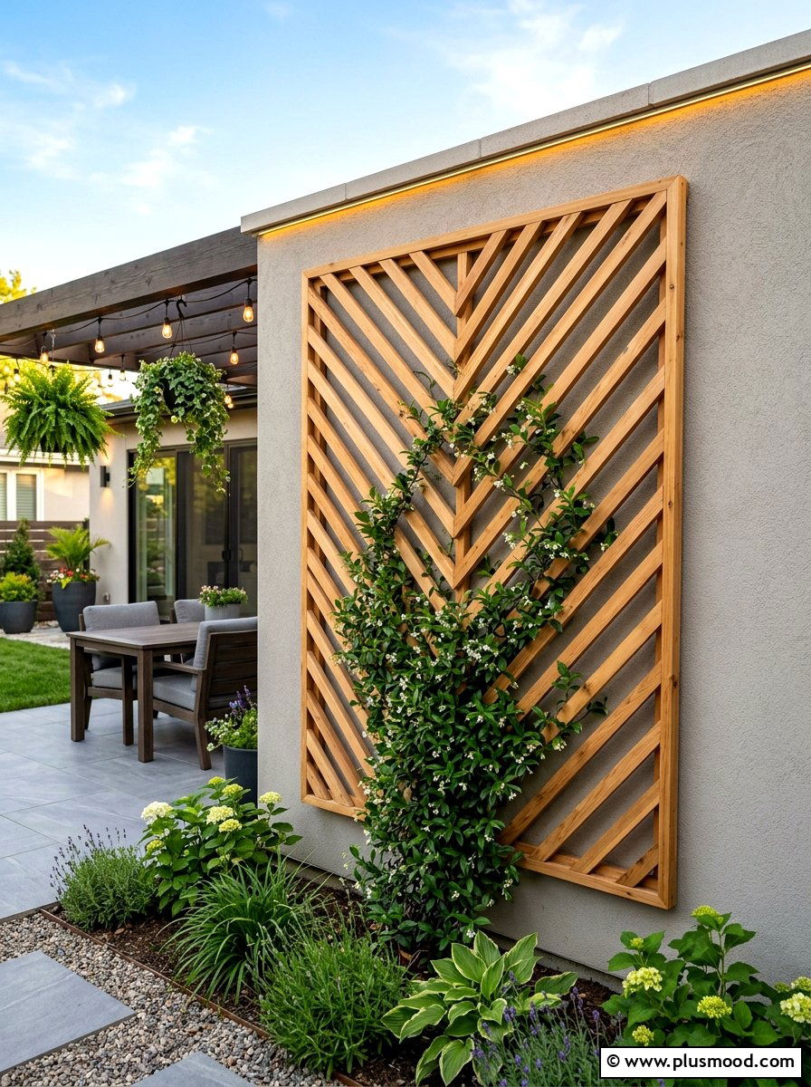 Chevron Pattern Wood - 25 summer garden trellis ideas