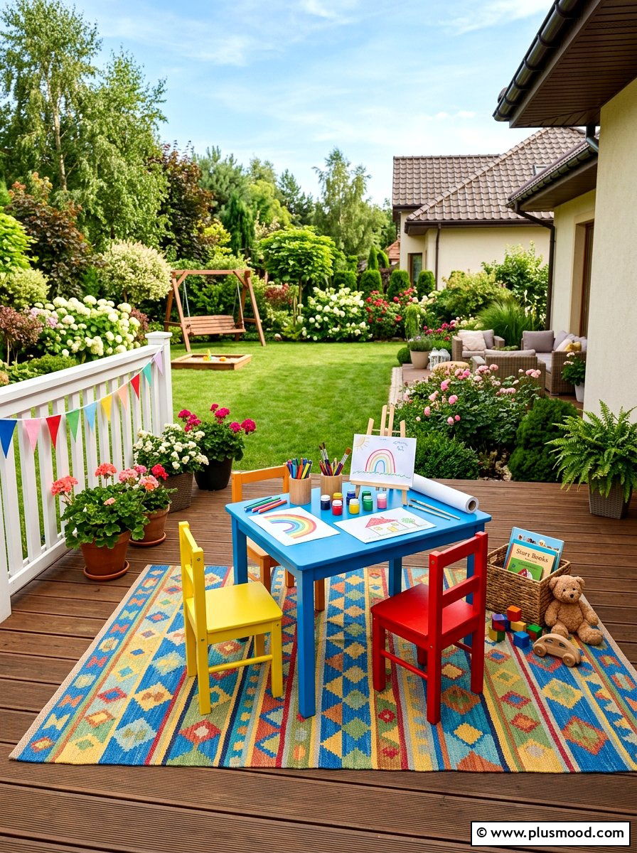 Childrens deck activity corner - 25 summer deck party ideas