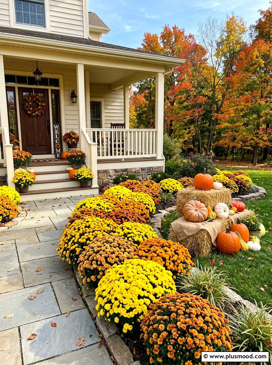 Chrysanthemum garden bed - 25 late summer flower bed ideas