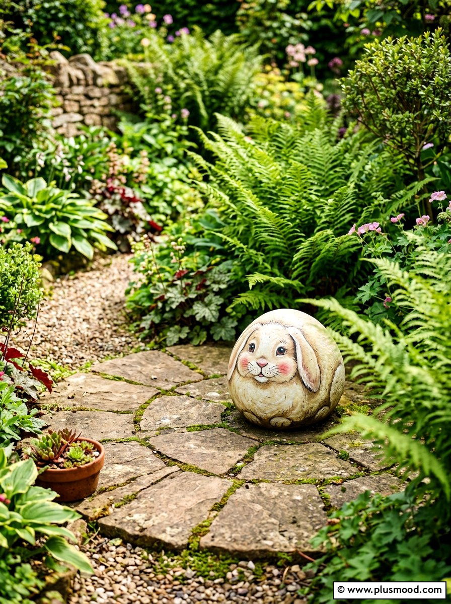 Chubby Bunny Painted Stone - 25 painted rock ideas with Easter bunny