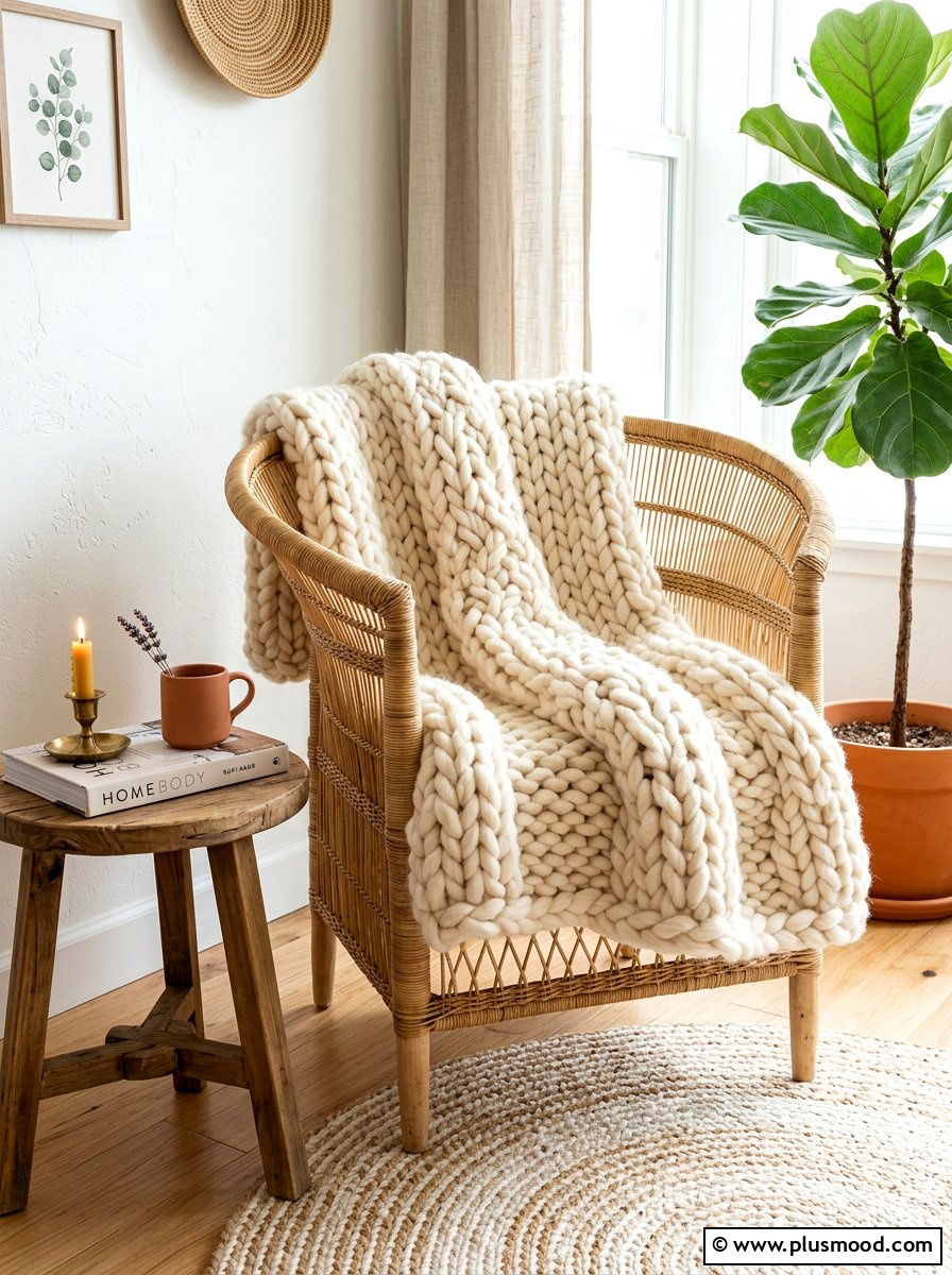 Chunky Knit Throw - 25 late summer boho decor ideas