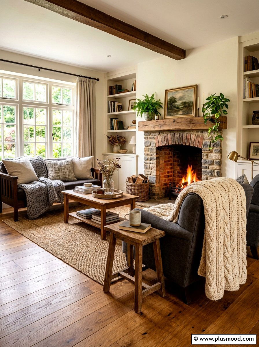 Chunky knit throw blankets - 25 summer to fall living room decor ideas