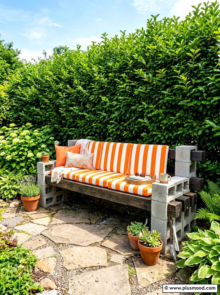 Cinder Block Bench - 25 budget summer garden ideas