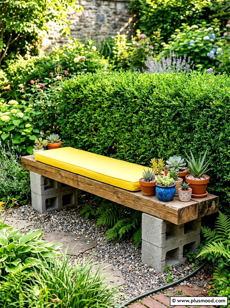 Cinder Block Garden Bench - 25 summer backyard ideas on a budget