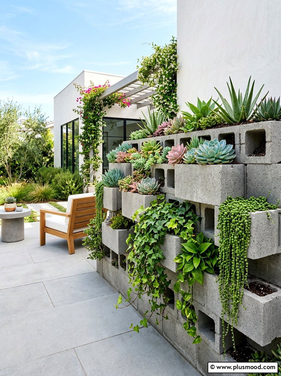 Cinder Block Planter - 25 budget summer patio decor ideas
