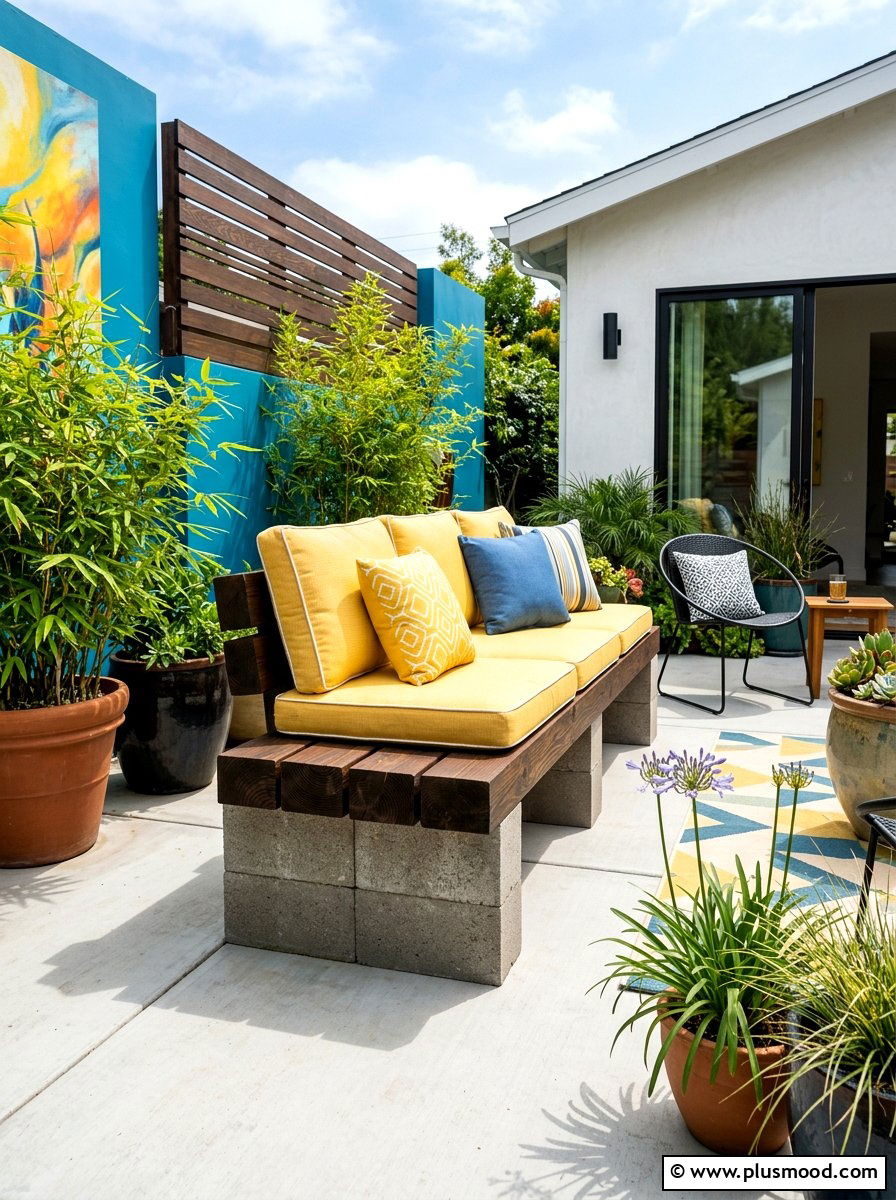 Cinder Block Seating - 25 cheap summer patio ideas