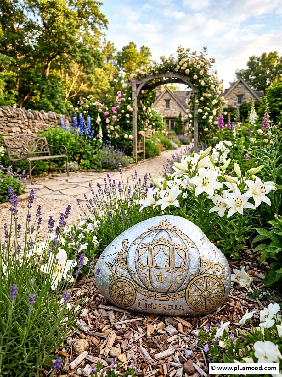 Cinderella Pumpkin Coach Painted Rock - 25 painted rock ideas with Disney characters